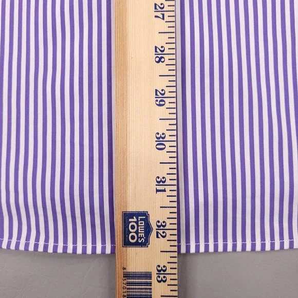 Johnnie-O Shirt Mens XL Purple White Stripe Button Down Bamboo Stretch Pocket - Picture 10 of 11